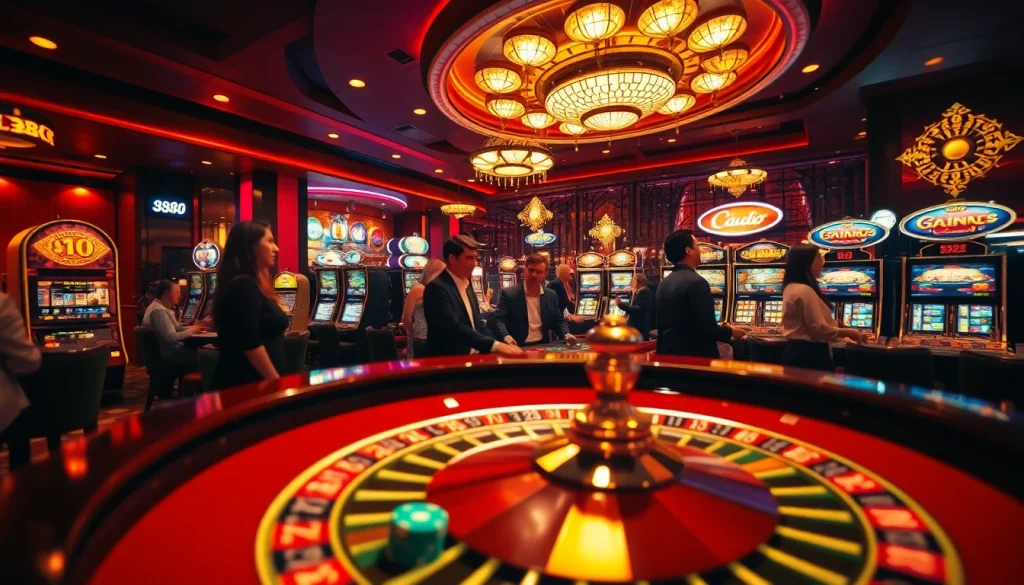 Players at Nhà cái BJ88's exciting roulette table celebrating a huge win in the vibrant casino atmosphere.