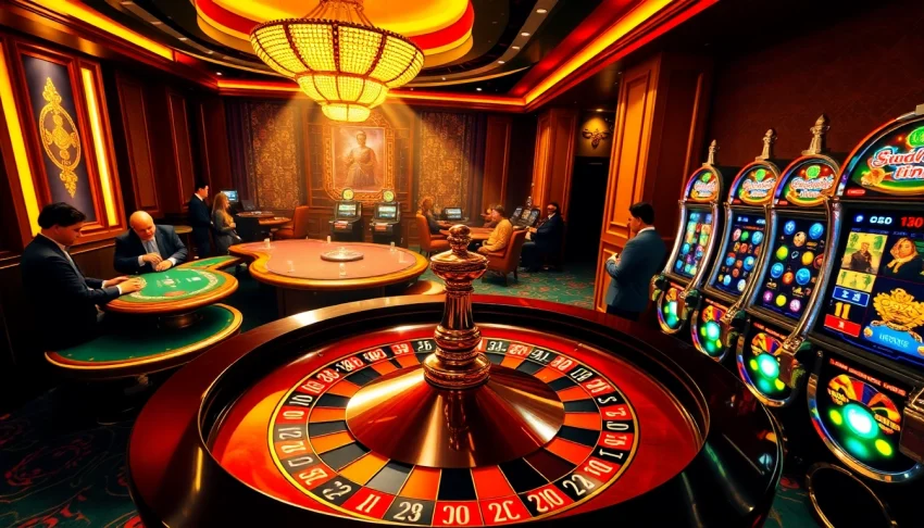 Experience the thrill of gambling at kingfun.gold with players engaged in roulette, blackjack, and slot machines.